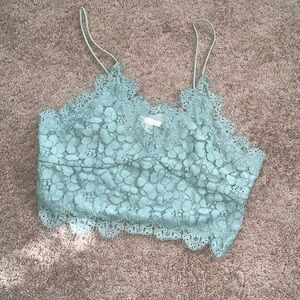 Lace Spaghetti Strap Top - mint green